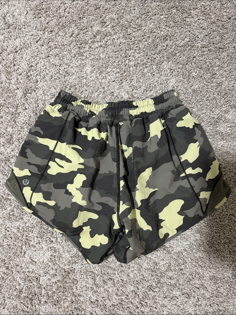 lululemon athletica Women's Camo Athletic Shorts in Olive & Black